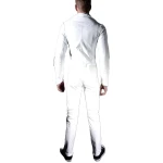 Mens Biker style real sheepskin white motorcycle leather jumpsuit