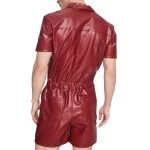Red Leather Short Jumpsuit