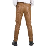 Back Side Flap Pockets Brown Leather Trouser