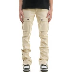 Beige Leather Cargo Trouser