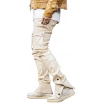 Beige Leather Cargo Trouser