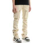 Beige Leather Cargo Trouser