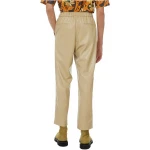 Beige Leather Elasticated Waistband With Drawstrings Trousers