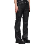 Black Cutout Leather Cargo Pants