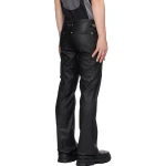Black Cutout Leather Cargo Pants