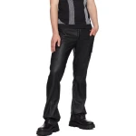Black Cutout Leather Cargo Pants