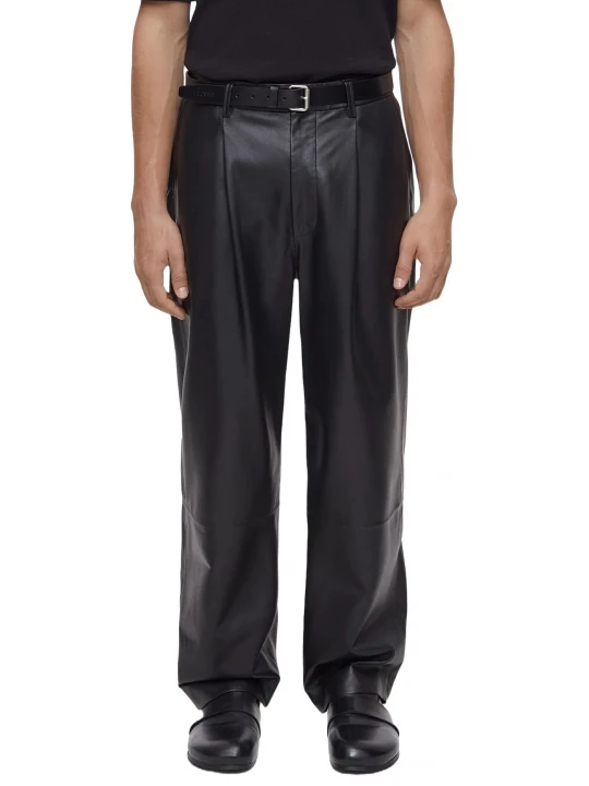 Black Wide Leg Leather Trousers