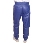 Blue Leather Elasticized Waistband Trousers