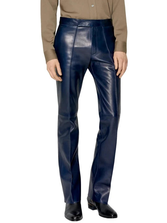 Bootcut Leather Navy Blue Trouser