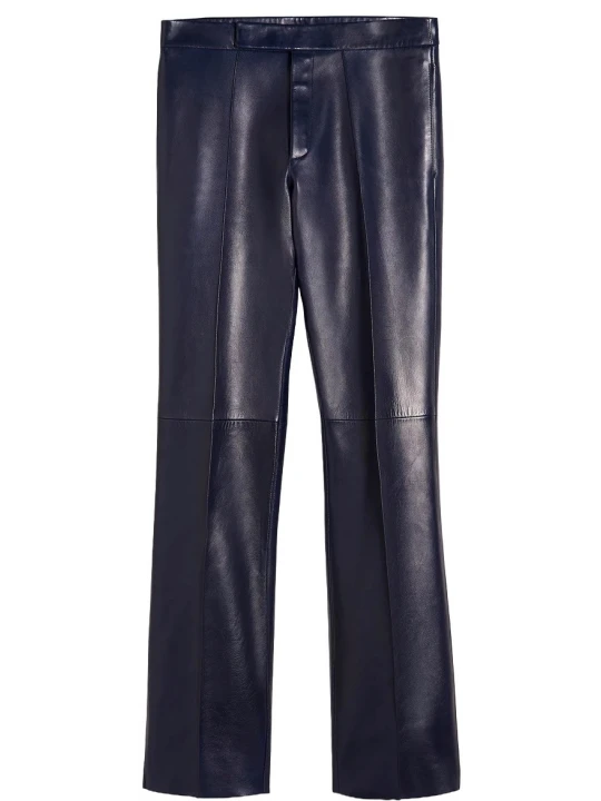 Bootcut Leather Navy Blue Trouser