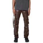 Brown Leather Cargo Pants