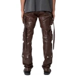 Brown Leather Cargo Pants
