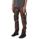 Brown Leather Cargo Pants