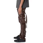 Brown Leather Cargo Pants