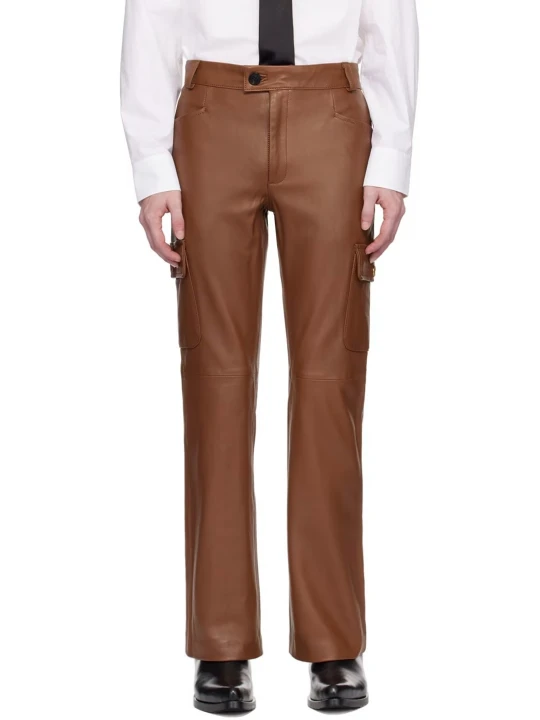 Brown Leather Cargo Trouser
