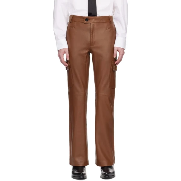 Brown Leather Cargo Trouser
