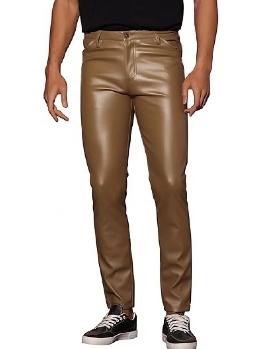 Brown Leather Skinny Trouser