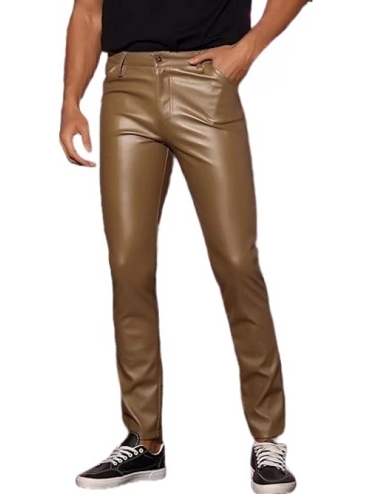 Brown Leather Skinny Trouser