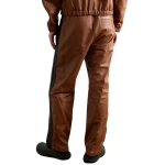 Brown Striped Leather Trousers