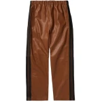 Brown Striped Leather Trousers
