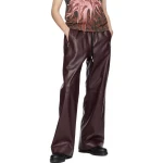 Burgundy Drawstring Leather Pants