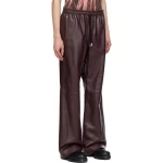 Burgundy Drawstring Leather Pants