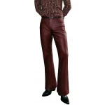 Burgundy Leather Flared Trousers