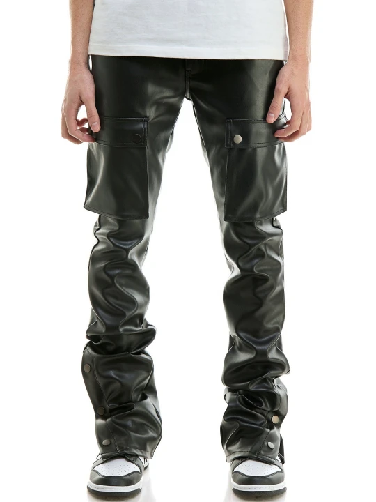 Cargo Black Leather Trouser