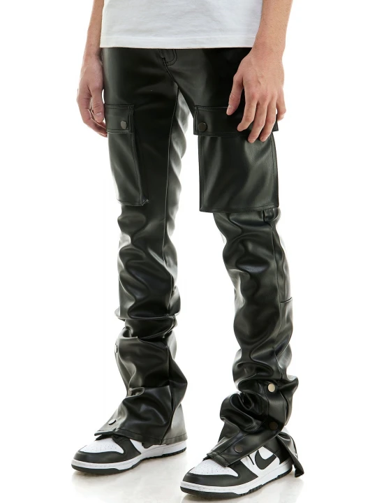 Cargo Black Leather Trouser