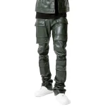 Cargo Green Leather Pants