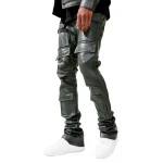 Cargo Green Leather Pants