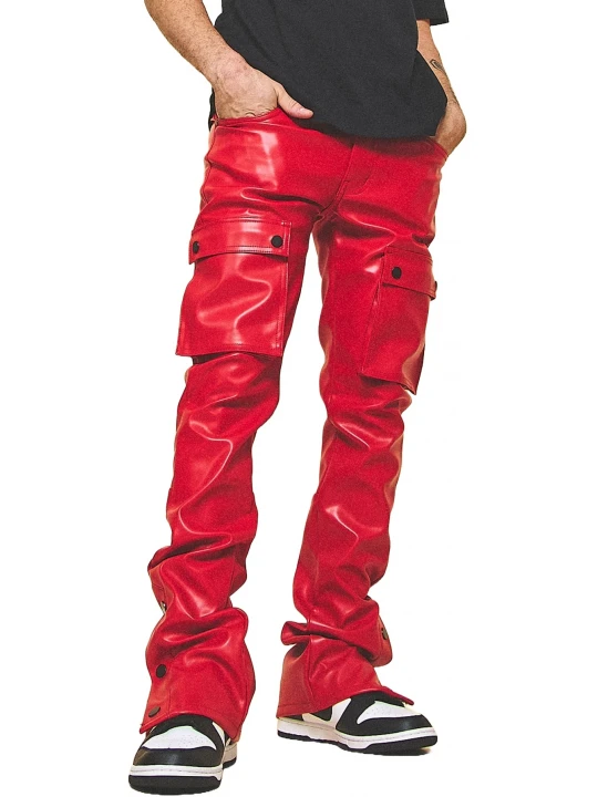 Cargo Red Leather Trouser