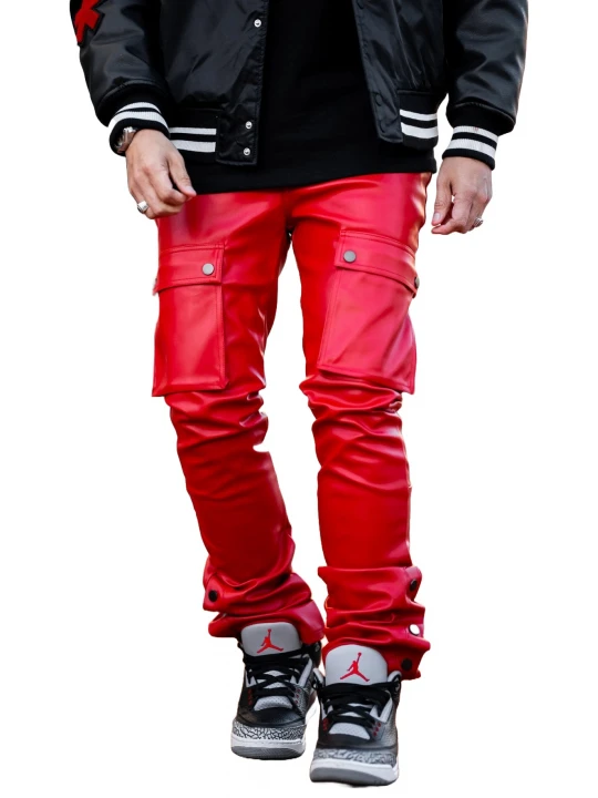 Cargo Red Leather Trouser