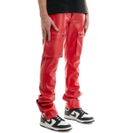 Cargo Red Leather Trouser