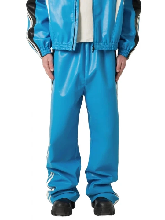 Elastic Waist Blue Track Pants