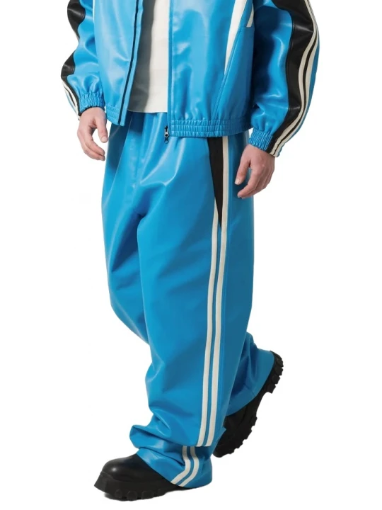 Elastic Waist Blue Track Pants