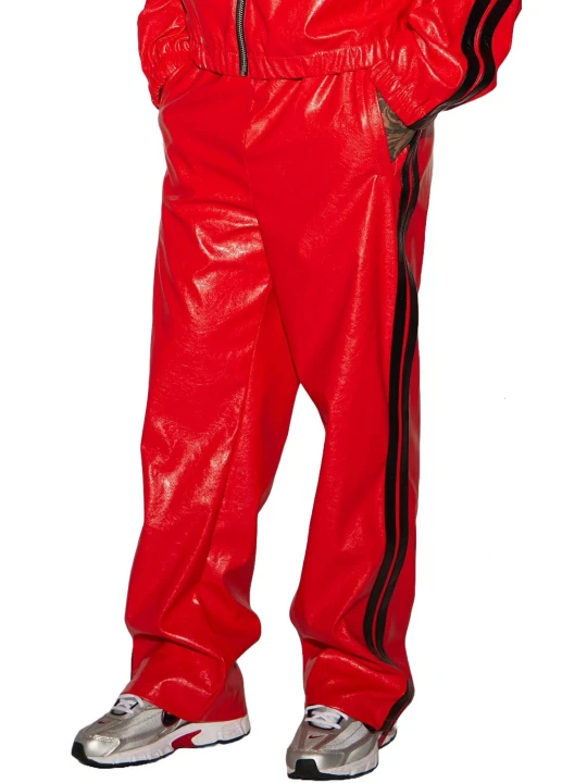 Elastic Waist Red Track Pants