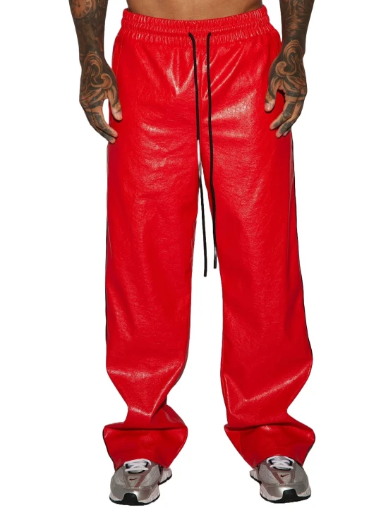 Elastic Waist Red Track Pants