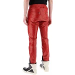 Elasticated Back Red Leather Pants