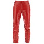 Elasticated Back Red Leather Pants