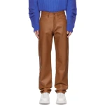 Five Pocket Styling Tan Leather Trousers