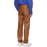 Five Pocket Styling Tan Leather Trousers