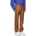 Five Pocket Styling Tan Leather Trousers