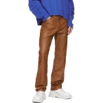 Five Pocket Styling Tan Leather Trousers