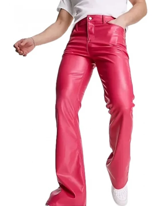 Flare Leather Pants In Pink