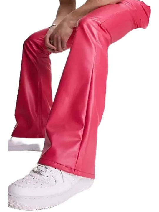 Flare Leather Pants In Pink