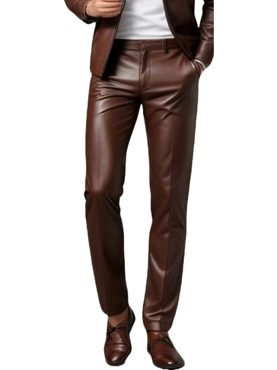 Formal Brown Leather Pants