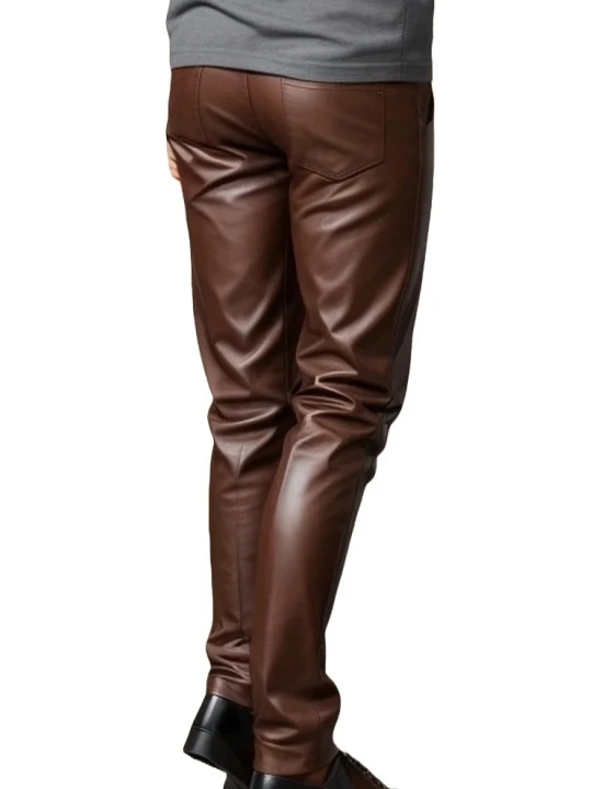 Formal Brown Leather Pants