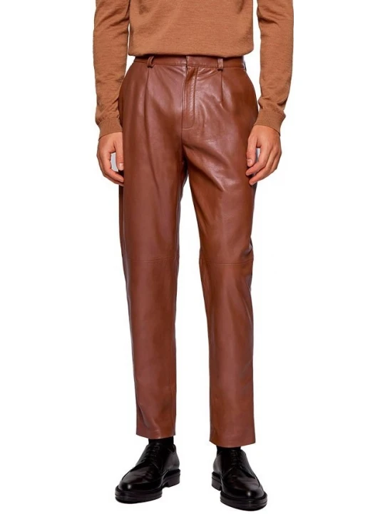 Formal Brown Leather Trouser