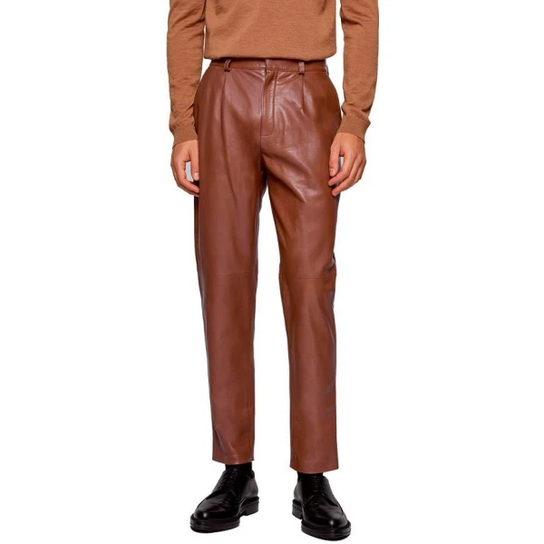 Formal Brown Leather Trouser